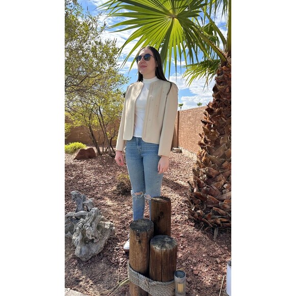 Vtg Louis Feraud Paris Ivory Jacket Women's 38 Small Wool Made In West Germany - Picture 7 of 11